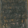 Ohne Titel, Kalliographie,  Öl auf Karton, aus 'Der Mensch', 1996