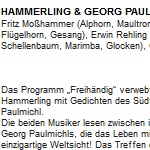 Hammerling & Georg Paulmichl mit “freihändig” - am 23.10.2013, Lesung mit Konzert, Saalfelden, Kunsthaus Nexus