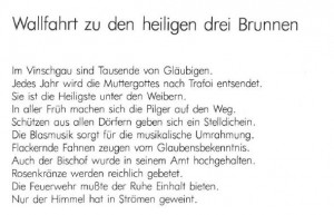 Wallfahrt zu den heiligen drei Brunnen