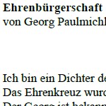 Ehrenbürgerschaft - ein Gedicht von Georg Paulmichl