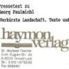 Verkürzte Landschaft, Haymonverlag, Presseinformation