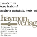 Verkürzte Landschaft, Haymonverlag, Presseinformation - Presseinformation zum Rezensionsexemplar